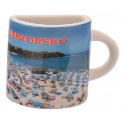 Сувенирна чаша с магнит, гравирана с плажа в Приморско